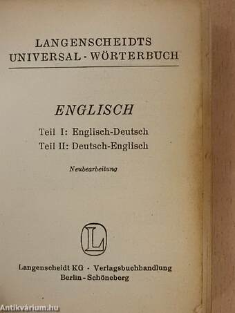 Langenscheidts Universal-Wörterbuch Englisch I-II