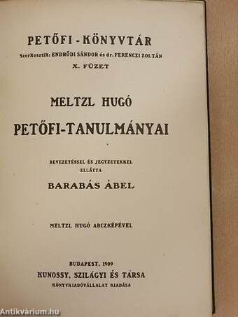 Petőfi és Arany levelezése/Meltzl Hugó Petőfi-tanulmányai