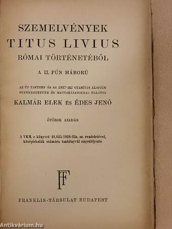 Szemelvények Titus Livius római történetéből 