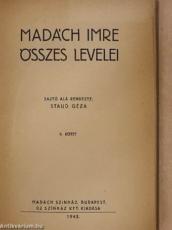 Madách Imre összes levelei II. (töredék)