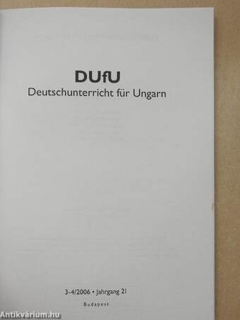 DUfU Deutschunterricht für Ungarn 3-4/2006