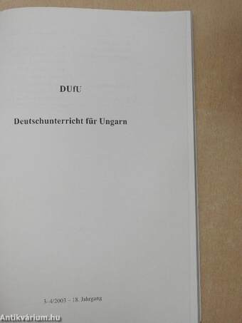 DUfU Deutschunterricht für Ungarn 3-4/2003