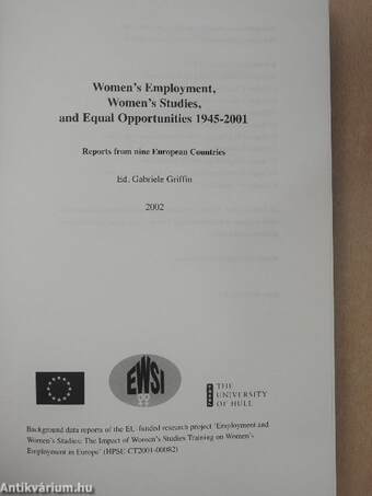 Women's Employment, Women's Studies, and Equal Opportunities 1945-2001