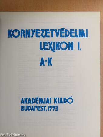 Környezetvédelmi lexikon I-II.