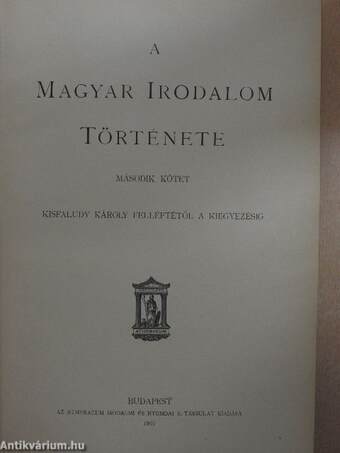 A magyar irodalom története II.