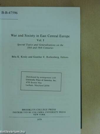 War and Society in East Central Europe I.