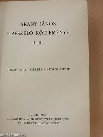 Arany János elbeszélő költeményei II-III.