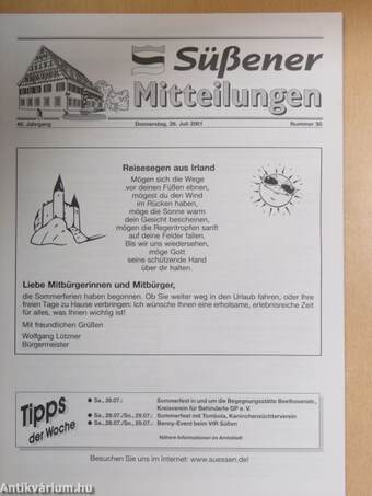 Süßener Mitteilungen Donnerstag, 26. Juli 2001