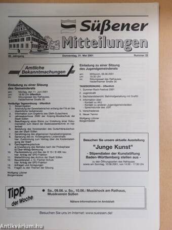 Süßener Mitteilungen Donnerstag, 31. Mai 2001