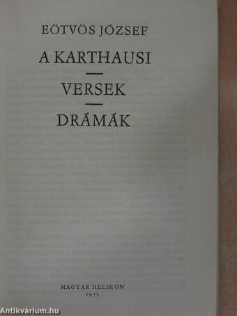 A karthausi/Versek/Drámák