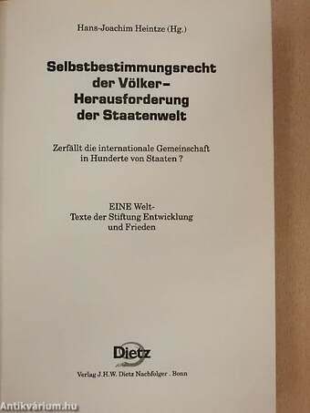 Selbstbestimmungsrecht der Völker-Herausforderung der Staatenwelt