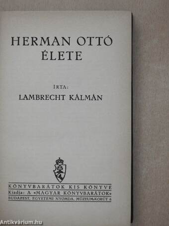 Herman Ottó élete