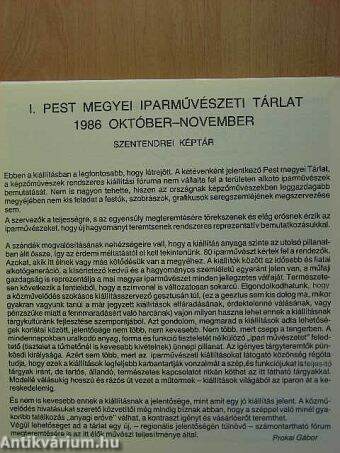 1. Pest Megyei Iparművészeti Tárlat 1986.