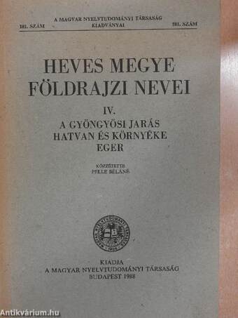 Heves megye földrajzi nevei IV.