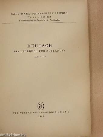 Deutsch - Ein Lehrbuch für Ausländer III.