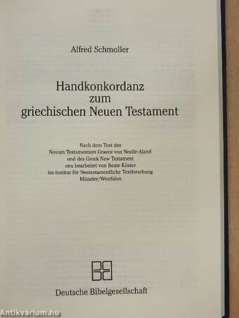 Handkonkordanz zum griechischen Neuen Testament/Pocket Concordance to the Greek New Testament