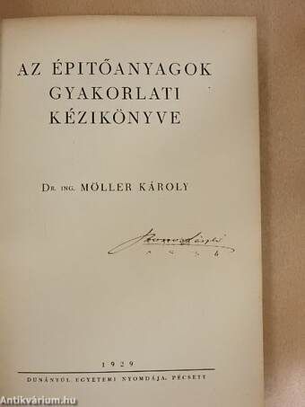 Az épitőanyagok gyakorlati kézikönyve I. (töredék)