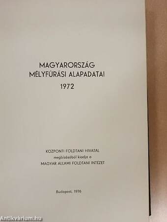 Magyarország mélyfúrási alapadatai 1972