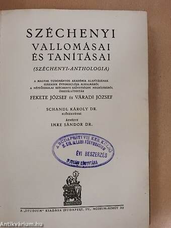 Széchenyi vallomásai és tanításai