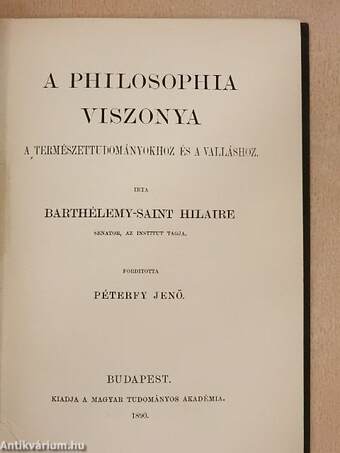 A philosophia viszonya a természettudományokhoz és a valláshoz