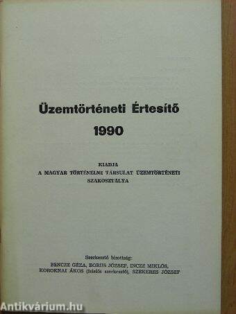 Üzemtörténeti Értesítő 1990