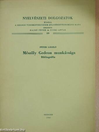 Mészöly Gedeon munkássága