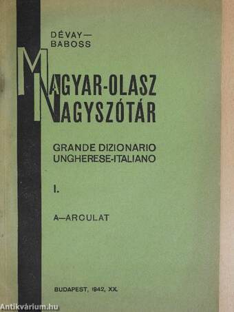 Magyar-olasz nagyszótár I. (töredék)