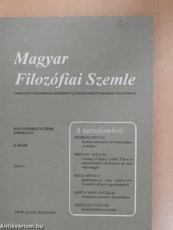 Magyar Filozófiai Szemle 2005/4.