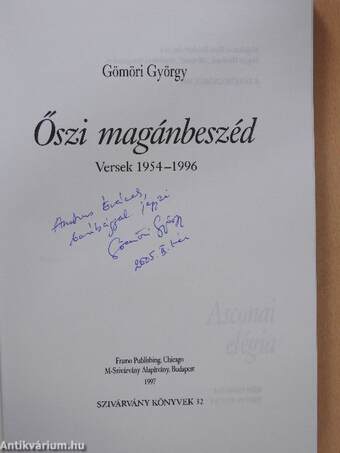 Őszi magánbeszéd (dedikált példány)