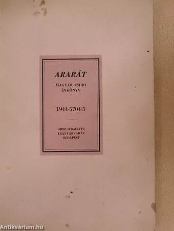 Ararát - Magyar zsidó évkönyv az 1944. évre