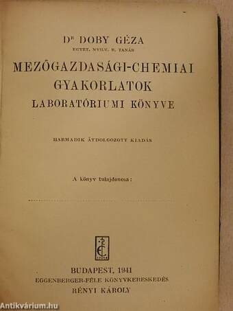 Mezőgazdasági-chemiai gyakorlatok