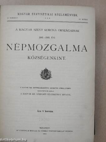 A Magyar Szent Korona Országainak 1901-1910. évi népmozgalma községenkint