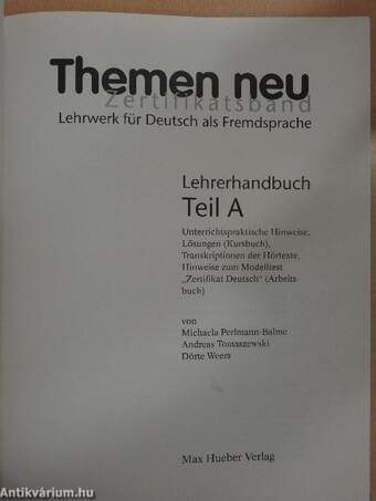 Themen neu Zertifikatsband - Lehrerhandbuch Teil A