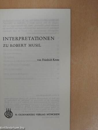 Interpretationen zu Robert Musil