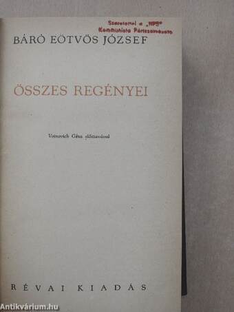 Báró Eötvös József összes regényei