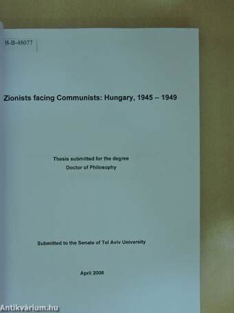 Zionists facing Communists: Hungary, 1945-1949