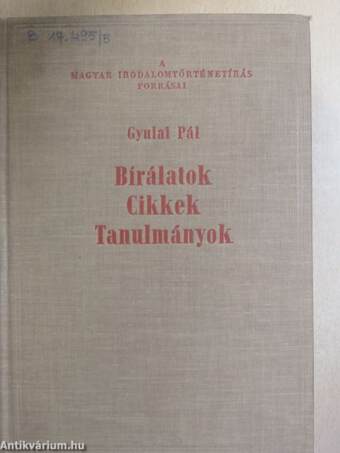 Bírálatok - Cikkek - Tanulmányok