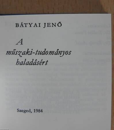 A műszaki-tudományos haladásért (minikönyv) (dedikált példány)