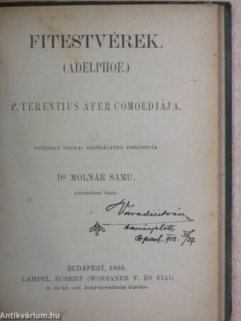 M. Tullius Ciceronak védbeszéde P. Sestius mellett/Fitestvérek (rossz állapotú)