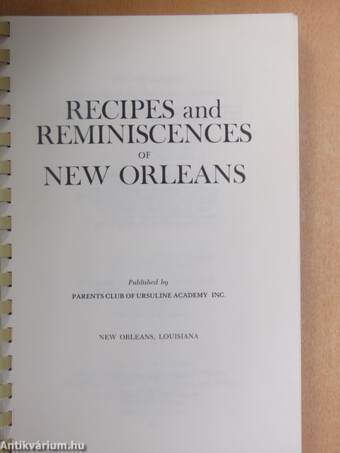 Recipes and Reminiscences of New Orleans