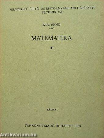 Matematika III.