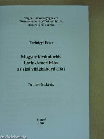 Magyar kivándorlás Latin-Amerikába az első világháború előtt