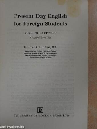 Present Day English for Foreign Students - Keys to Exercises - Students' Book One