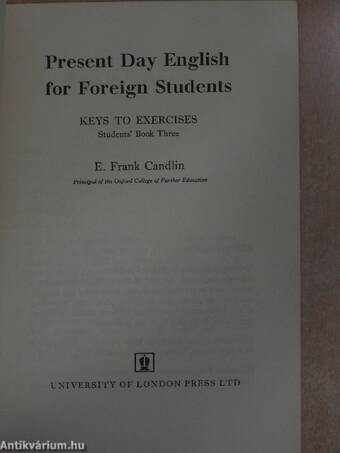 Present Day English for Foreign Students - Keys to Exercises - Students' Book Three