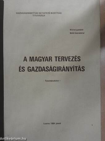 A magyar tervezés és gazdaságirányítás