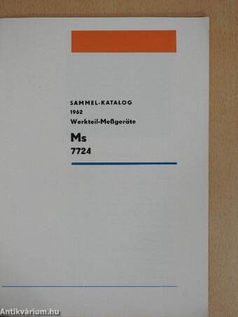 Sammel-Katalog 1962 Werkteil-Meßgeräte