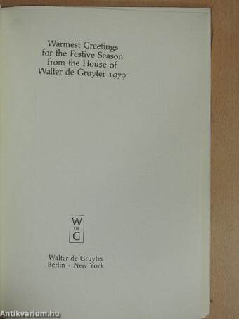 Warmest Greetings for the Festive Season from the House of Walter de Gruyter 1979