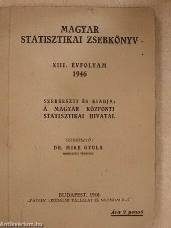 Magyar statisztikai zsebkönyv 1946.