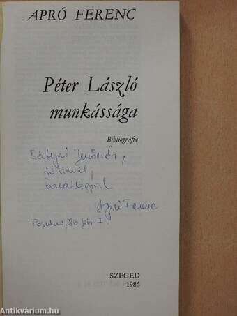 Péter László munkássága (dedikált példány)