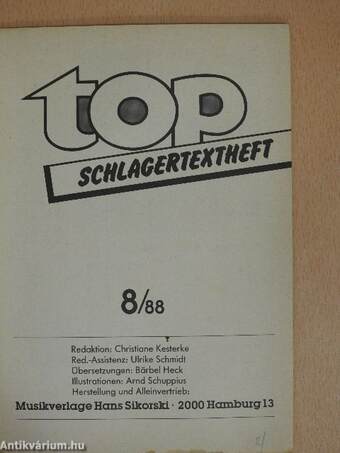 Top Schlagertextheft 8/88